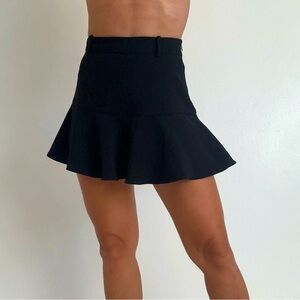 Zara Black Mini Skater Skirt with Ruffled Hem